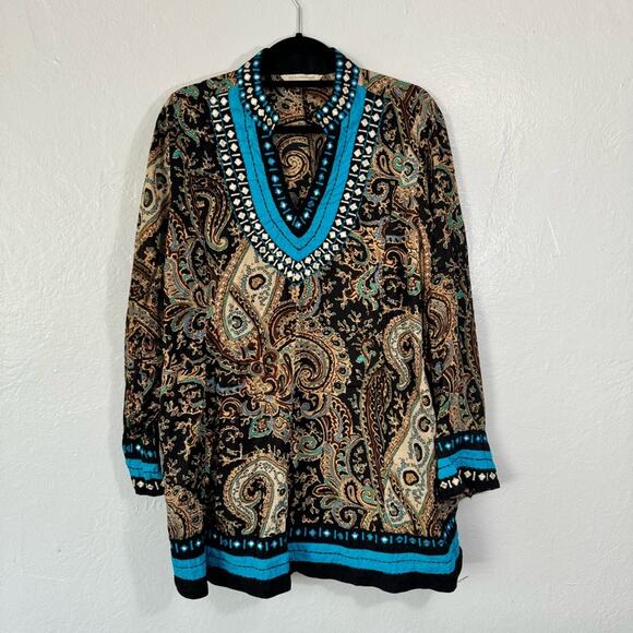 Soft Surroundings Audrey Embroidered Paisley Tunic Top - Picture 2 of 14